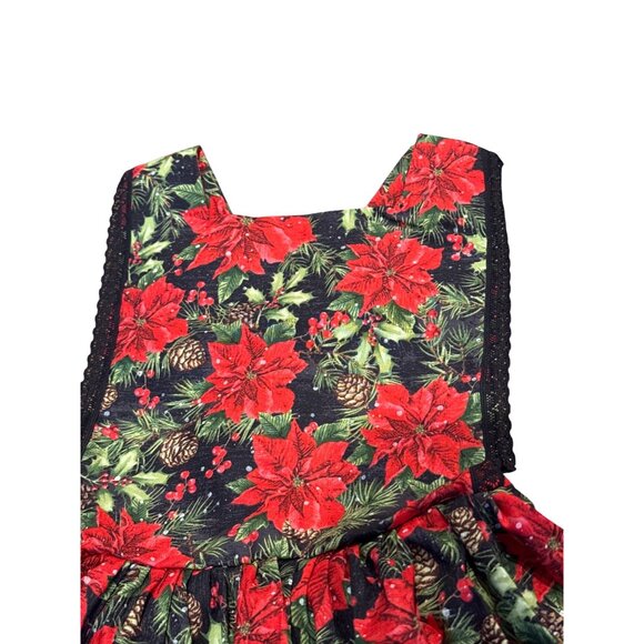 NWT Girls Christmas Poinsettia Print Dress & Bloomers Set 7/8 - Picture 3 of 9